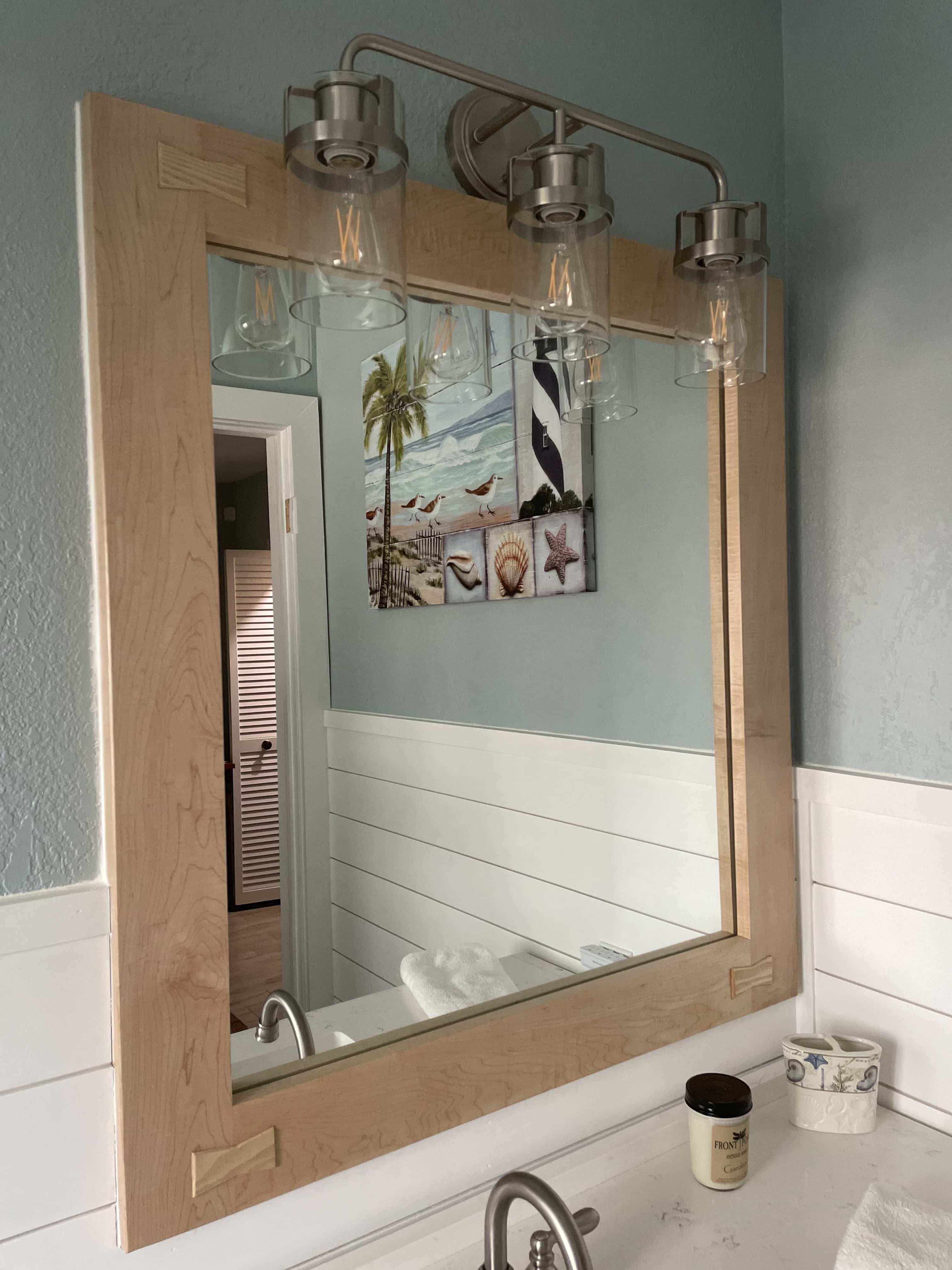 Custom wood mirror frame