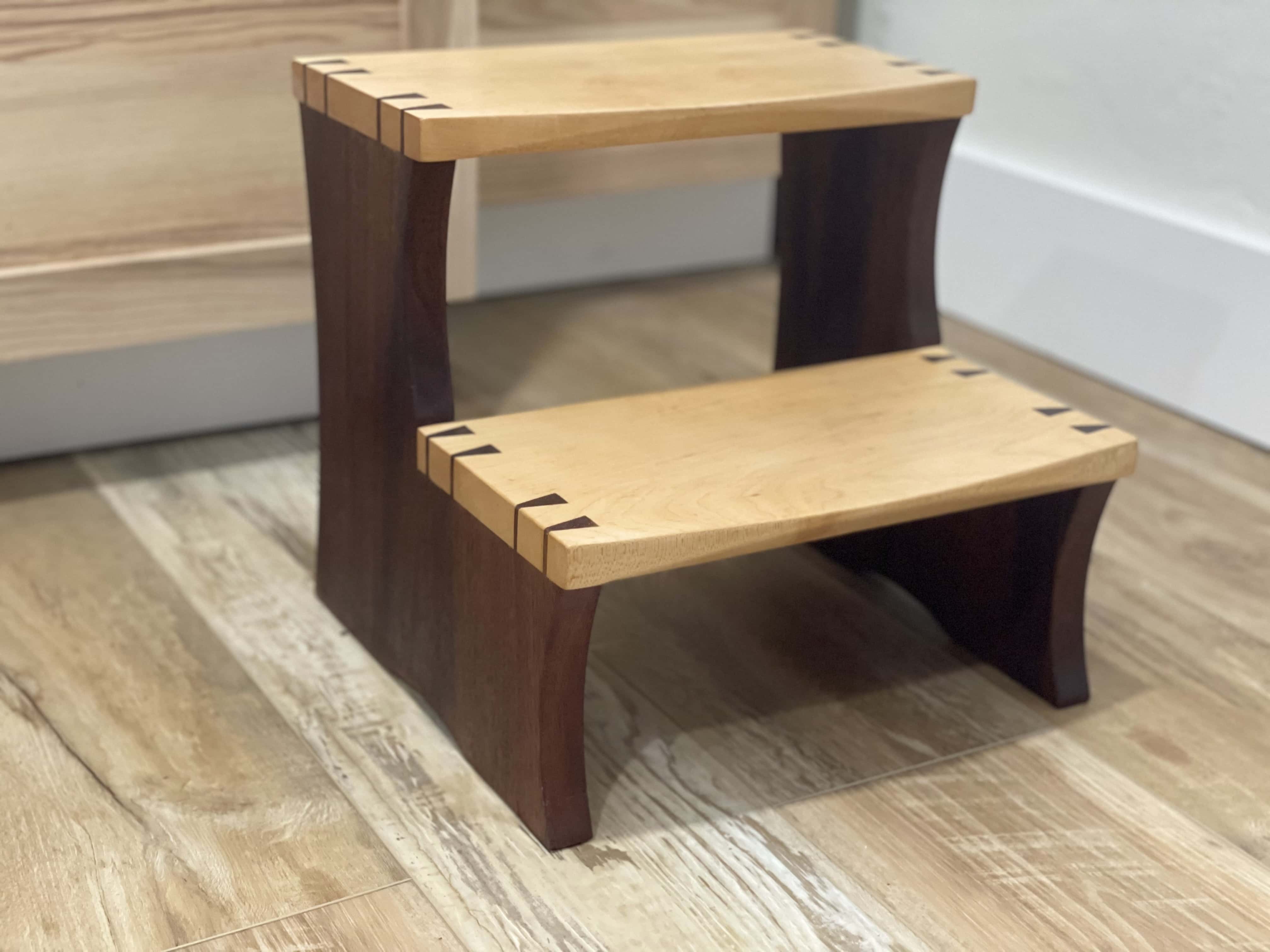 Custom wood step stool